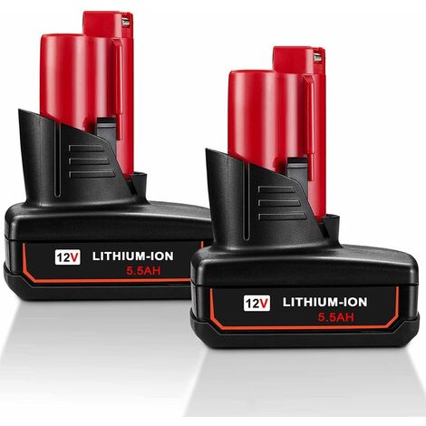2X 5.5Ah M12 12V Pour Milwaukee batterie M12B6 LITHIUM 48-11-2402 M12B5 48-11-2460 48-11-2450