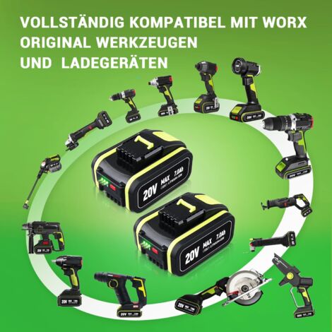 2X 7.0Ah batterie de rechange WA3553 pour Worx 20V batterie outils électriques WA3551 WA3572 WA3553 WX390 WX176 WX178 WU268 WX166.4 WX372.1 WX800 WG259E WA3760 WA3881