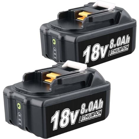 PDSTATION 2X 8000mAh BL1860B pour Makita batterie de remplacement 18V lxt Li-ion LXT-400 BL1860 BL1850 BL1850B BL1840 BL1840B BL1830 BL1830B BL1815 BL1890 avec LED