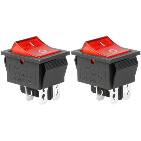 2x AC 20A/125V 15A/250V DPST 4 pines 2 posiciones interruptor de encendido/apagado interruptor basculante para barco con luz LED roja