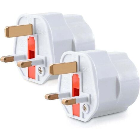 2X Adaptateur Prise Anglaise - Modèle Schuko Type G - Fiche France vers Royaume-Uni - Prise Compact pour Voyage - Compatible Plusieurs Pays