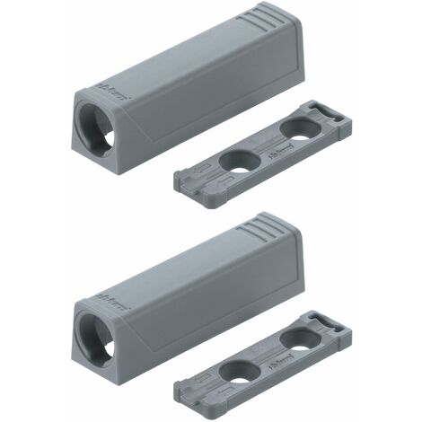 2x Adaptateur support droit à visser Blum 956.1201 53x14mm pour push to open loqueteau de porte Tip-on Charnière Meuble Cuisine Butée Fermeture Piston, gris
