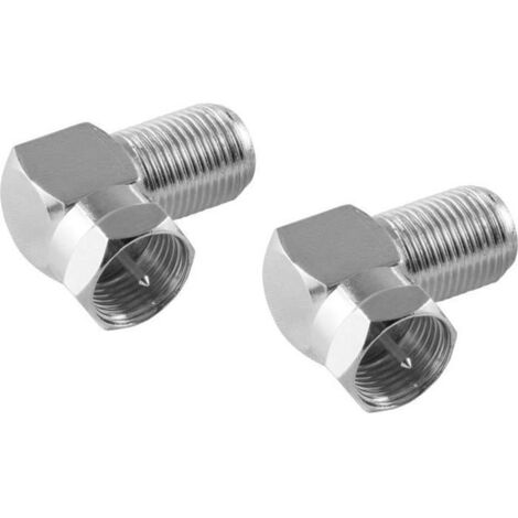 2x Adaptateur TV SAT coudé (adaptateur d'antenne SAT coudé à 90 dégrés) (Coupleur F coaxial vers Fiche F) pour câble d'antenne et Ra