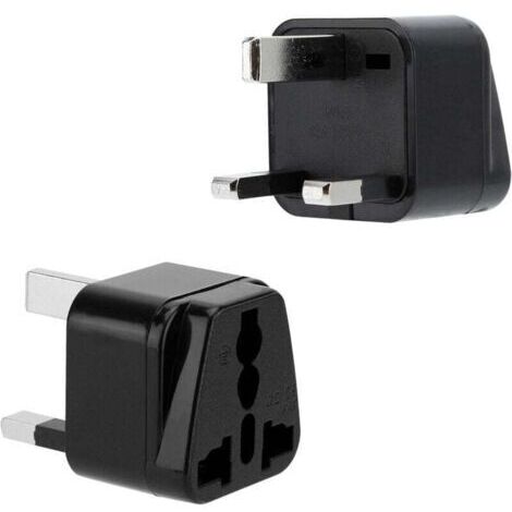 2X Adapteur de Prise en Noir – Set de 2 Pièces Type G Adaptateur de Voyage pour Prise en Courant pour Allemagne, Italie, Espagne, France – Convertisseur Appareil de Conversion