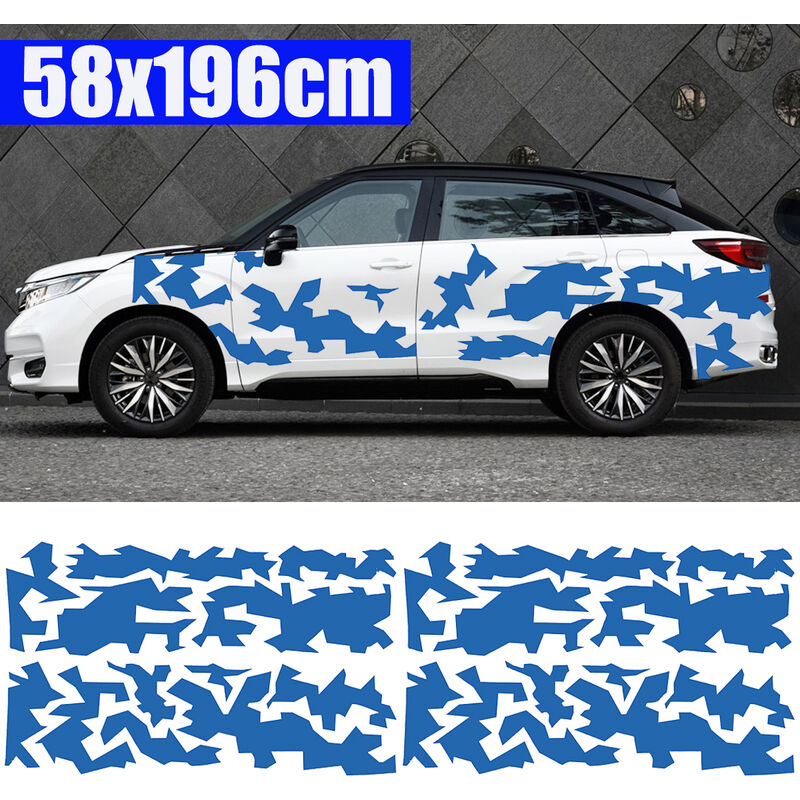 Image of Augienb - 2x Adesivi laterali per auto 196x58cm Impermeabili per auto, camion, barche, moto e qualsiasi altra superficie liscia (Blu) Agito