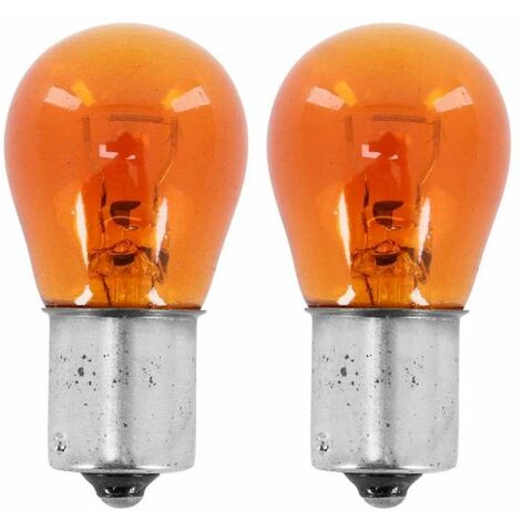2x ampoule 12V 21W BAU15S orange ergots décalés voiture moto tracteur remorque