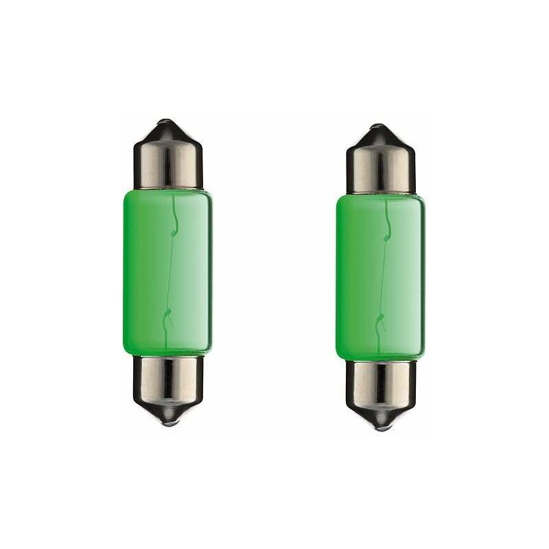 Cyclingcolors - 2x ampoule 12V 5W SV8,5 10x36mm vert navette voiture moto remorque tracteur