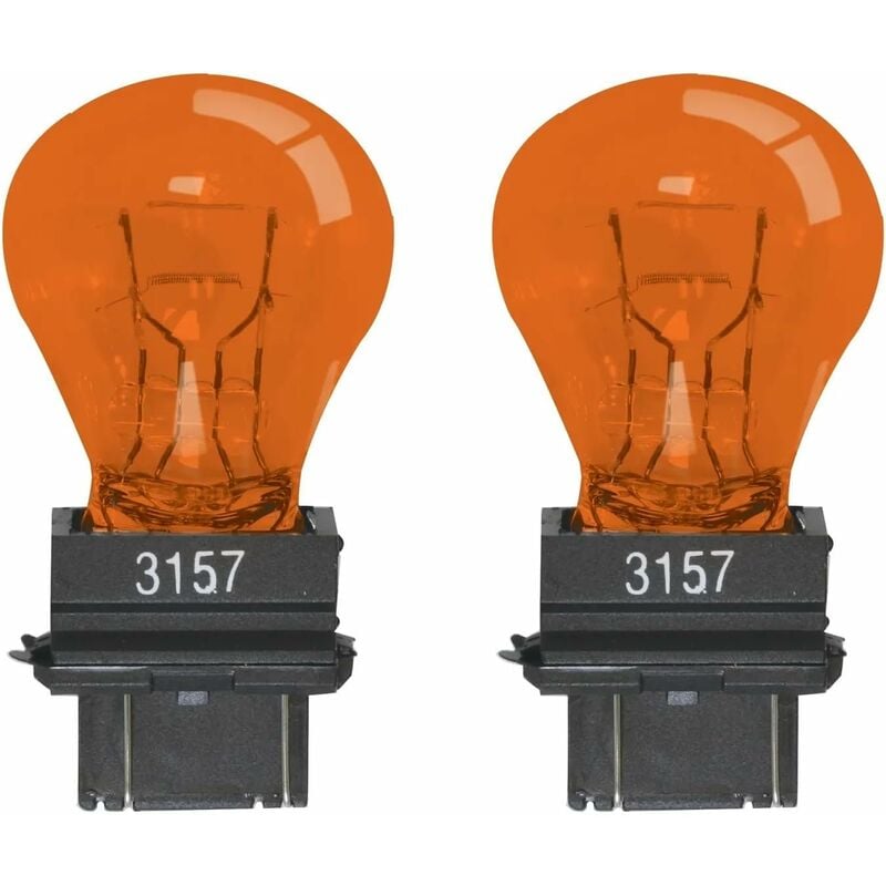 2x ampoule 3157 12V P27/7W W2.5x16q 32/3CP S25q orange double filament voiture américaine et asiatique
