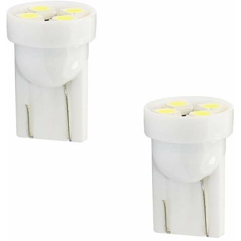 2x ampoule LED blanc 12V T10 W2,1x9,5D 0,32W 4x SMD 3528 voiture remorque moto camion