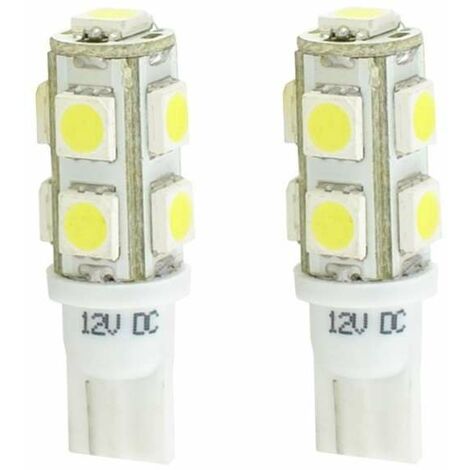 2x ampoule LED blanc 12V T10 W2,1x9,5D 2,16W 9x SMD 5050 voiture remorque moto camion