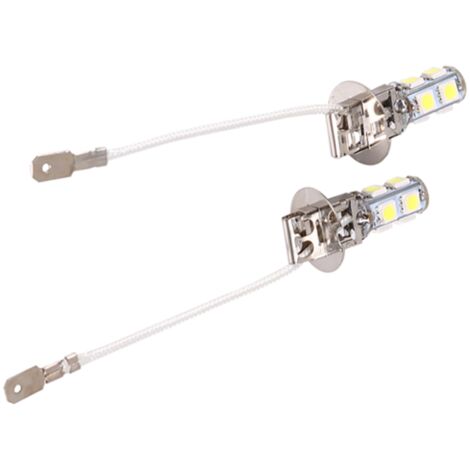 2x Ampoule LED H3 5050 Blanc 9 SMD pour Phare Anti-Brouillard Voiture 12V
