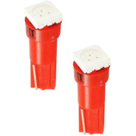 2x Ampoule LED rouge 12V T5 W2,1x4,6D 0,24W 1x SMD 5050 Voiture Remorque Moto Camion
