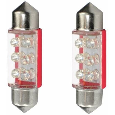 2 ampoules à LED navette 41mm pour camion 24v Volts Rouge