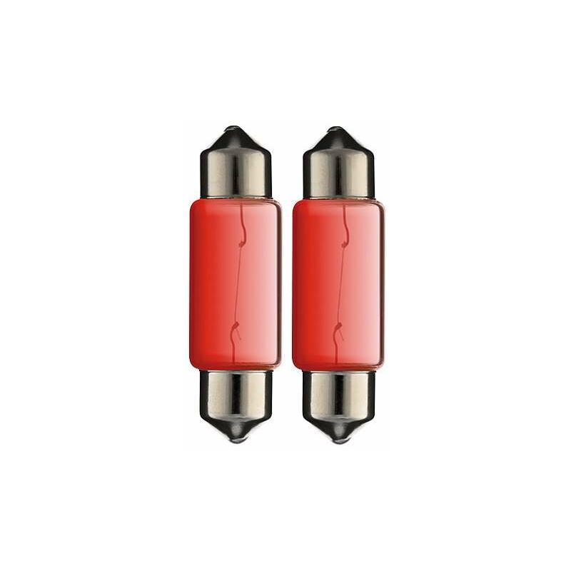 2x Ampoule navette rouge 24V 5W 10x36mm SV8.5 universelle camion fourgon camping car voiture moto tracteur