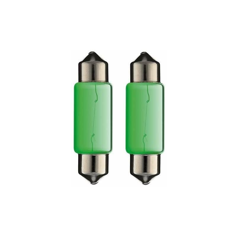 2x Ampoule navette vert 24V 5W 10x36mm SV8.5 universelle camion fourgon camping car voiture moto tracteur