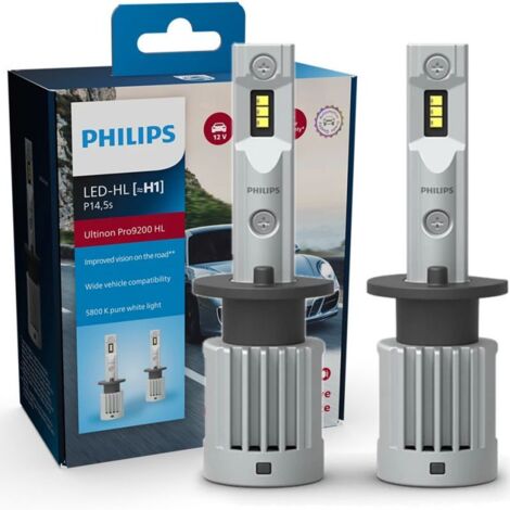 2X AMPOULES H1 LED ULTINON PRO9200 PHILIPS 5800K +400% 11258U92X2 - 12/24V 13W - LED PUISSANTES - LA PAIRE