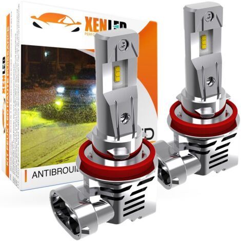 2x Ampoules H8 H9 H11 LED T3 Antibrouillard Jaune All-in-One 1200Lms réels CANBUS - XENLED - 12V