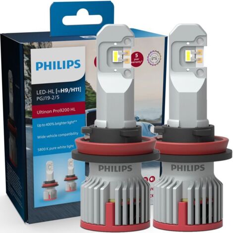 2X AMPOULES H9 / H11 LED ULTINON PRO9200 PHILIPS 5800K +400% 11362U92X2