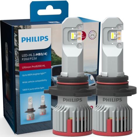 2X AMPOULES HB3 HB4 LED ULTINON PRO9200 PHILIPS 5800K +400% 11005U92X2 - 21W très puissant - pour antibrouillard
