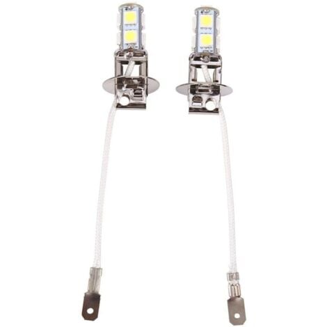 PECCPLNOM 2x Ampoules LED H3 5050 Blanc Froid 6500K - 9 SMD - Pour Feux de Brouillard Auto 12V - Facile à Installer