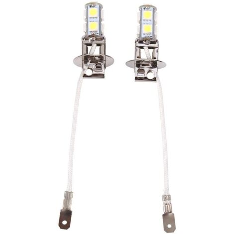 2x Ampoules LED H3 5050 Blanc Froid 6500K - 9 SMD - Pour Feux de Brouillard Auto 12V - Facile à Installer