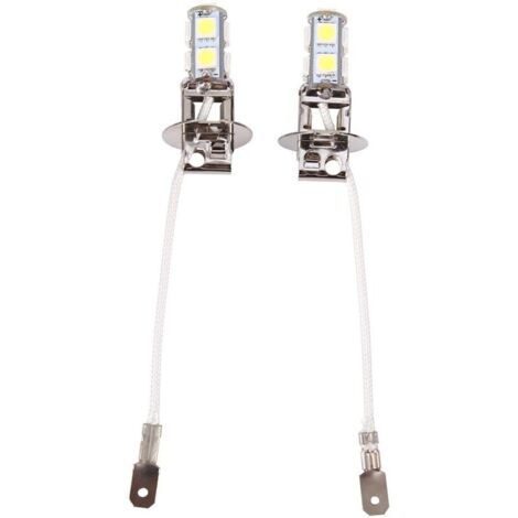 2x Ampoules LED H3 5050 Blanc Froid 6500K - 9 SMD - Pour Feux de Brouillard Auto 12V - Facile à Installer