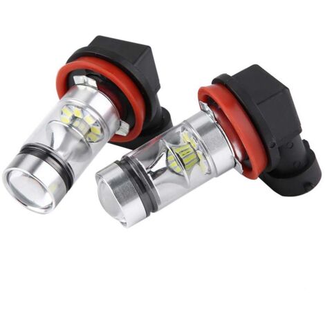 2x Ampoules LED H8 H9 H11 6000K Blanc Lumière 100W pour Phare et Anti-brouillard