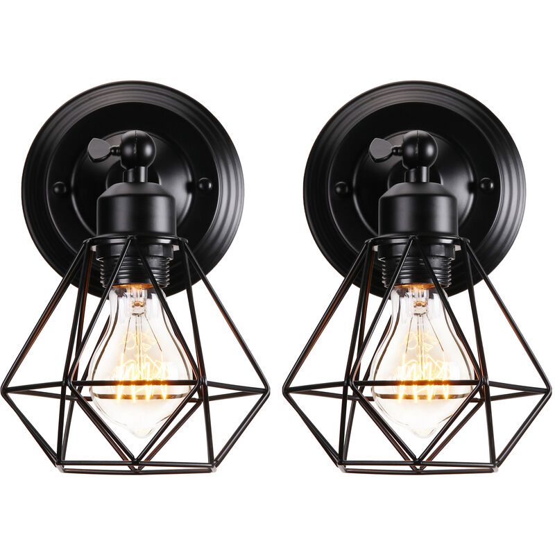 Stoex - 2X Antique Wall Lamp Industrial Wall Light Retro Wall Sconce Black for Restaurant Living Room Cafe Bar Office E27