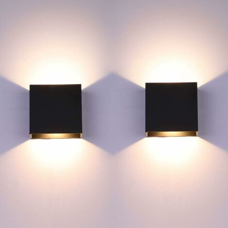 STOEX 2X Apliques de Pared Led Moderna 6W Cubo Blanco Cálido Lámpara de Pared Creativa Lámpara Simple para Corredor Loft Negro