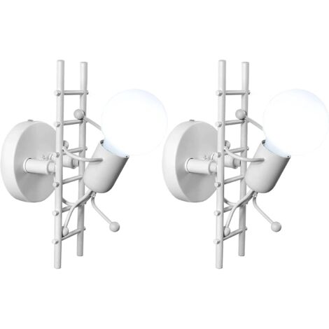 2X Applique da Parete Moderna Creativo Interno Lampada da Parete Luce da Muro Candelabro E27 per Camera da Letto Corridoio Soggiorno Scala (Bianca)