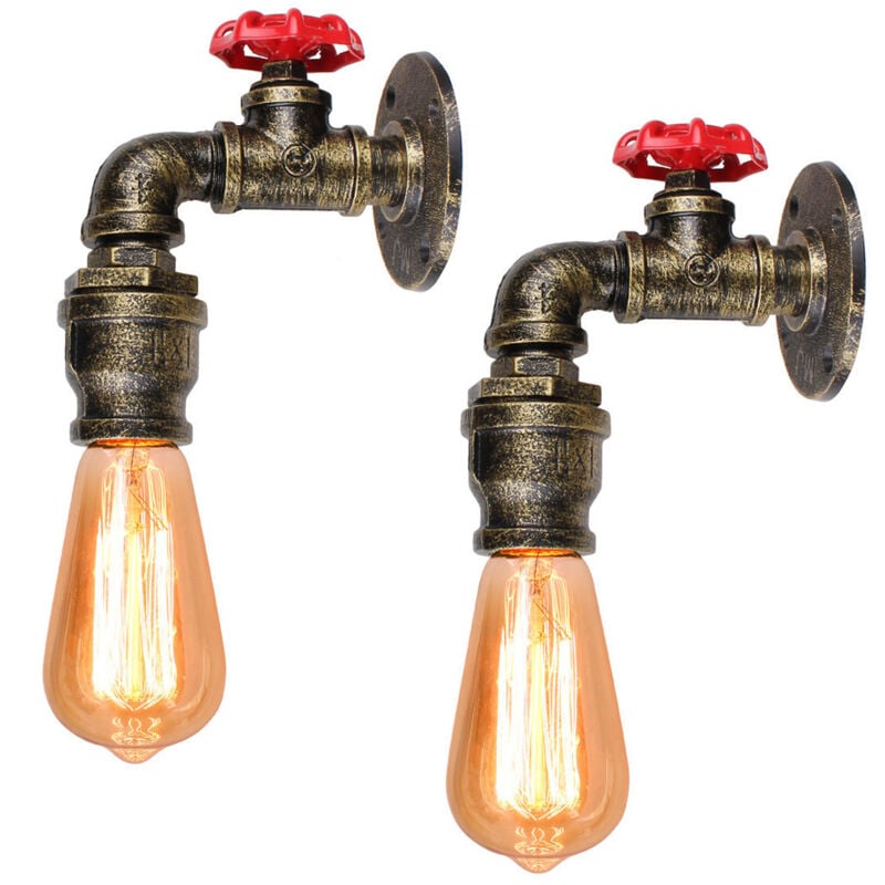 2X Applique Murale Créative Applique D'Intérieur Vintage Lampe Murale Rétro En Métal Pour Couloir, Loft, Chambre À Coucher