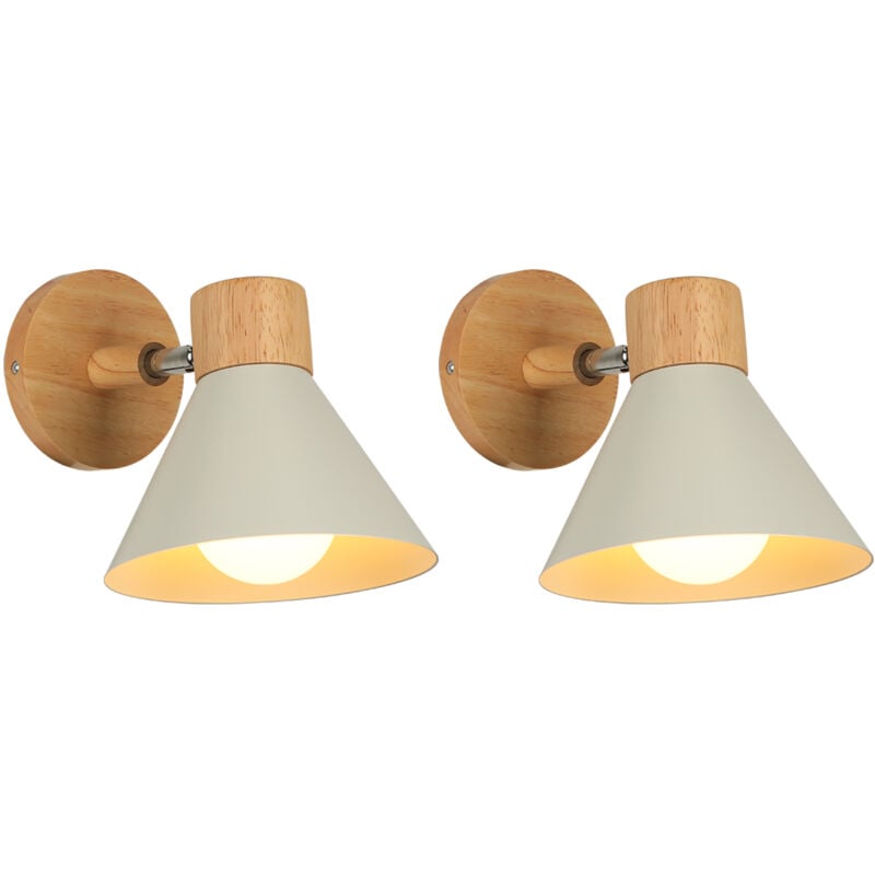 2X) Applique Murale Interieure Rétro Lampe Murale Métal E27 Applique Murale Vintage Pour Salon Chambre Salle De Bain (Blanc)