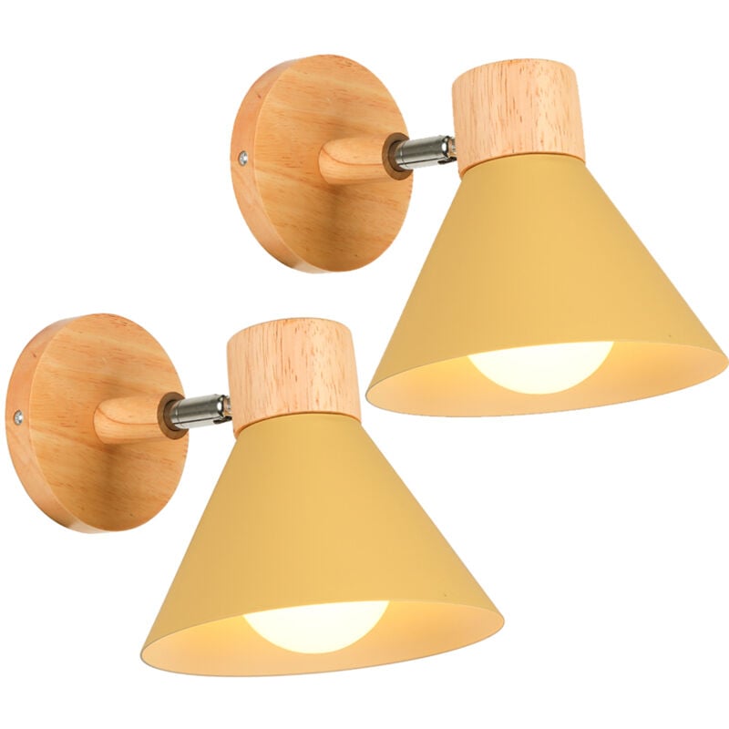 2X) Applique Murale Interieure Rétro Lampe Murale Métal E27 Applique Murale Vintage Pour Salon Chambre Salle De Bain (Jaune)