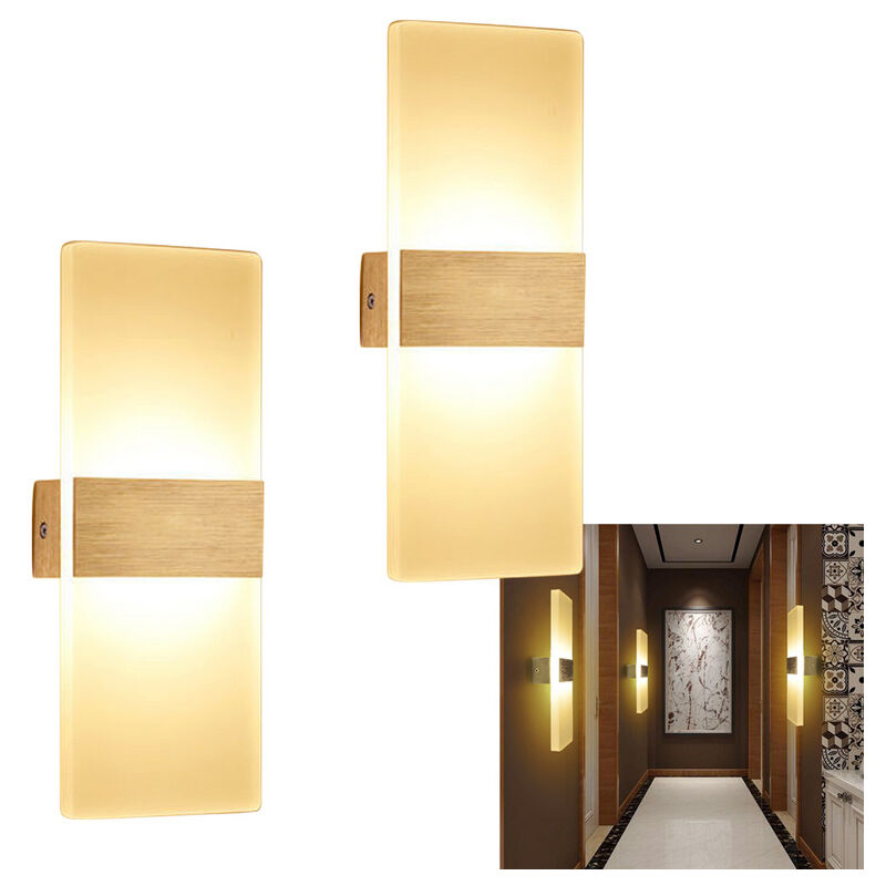 2X Applique murale led Éclairage mural extérieur Éclairage mural intérieur Applique murale à effet Lampe de couloir Blanc chaud 6W