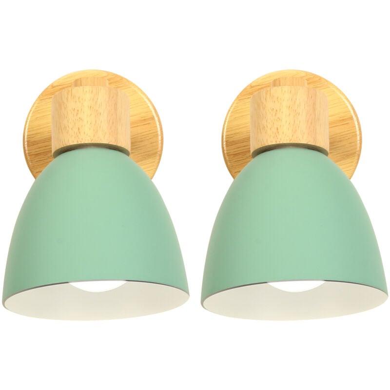 2X Applique Murale Nordique En Bois, Applique Murale Moderne Lampe Murale Rétro Vintage Pour Intérieur Chambre Café Bar Salon Vert