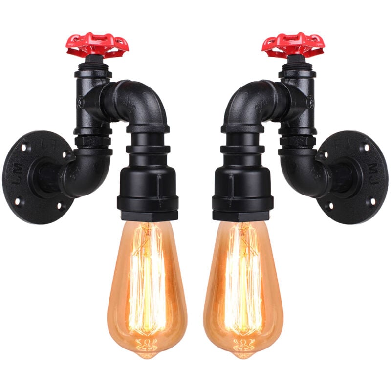 2X Applique Murale Rétro Applique Murale D'Intérieur Créative Applique Murale Antique Vintage E27 Noir