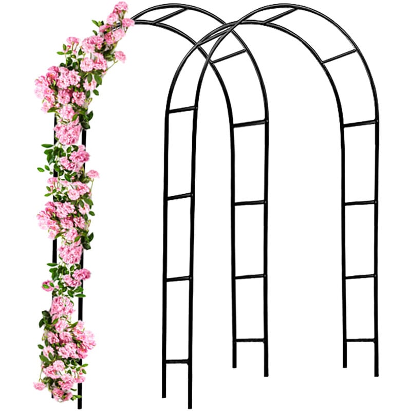 Gardebruk - Support pour plantes grimpantes noir en métal Arche de jardin Tuteur plantes Décoration extérieure 2x arches de jardin