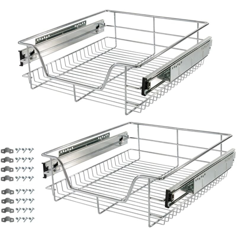 

2 x Cajón telescópico Cajón de cocina Cajón colgante Cajón 50 cm - Arebos