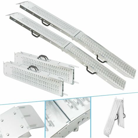 2x AREBOS Rampa de Carga Acero max. 400 kg Plegable Rampa de Acceso