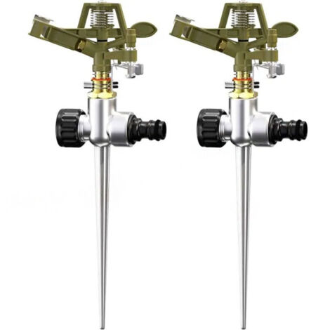 2X Arroseur Jardin Sprinkler Piquet de Terre Irrigation jusqu'à 24m 360° Embout pulvérisation irrigateur arroseur à impulsions