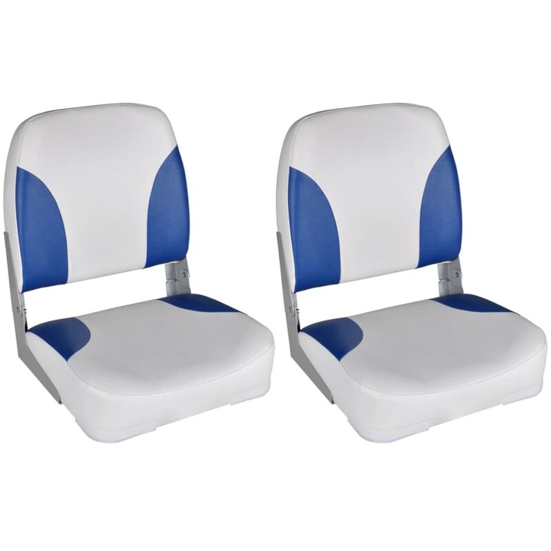 

2x Asiento barco respaldo plegable cojin azul blanco 41x36x48cm