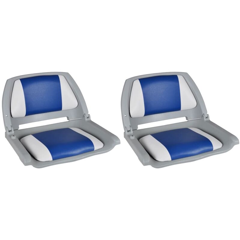 

2x Asiento barco respaldo plegable cojin azul blanco 41x51x48cm