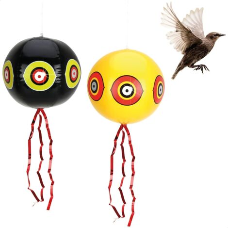 2X Ballon Anti-Oiseaux, Yeux Réfléchissants, Rayures Crépitantes, Plastique Robuste, Pour Jardin Et Balcon