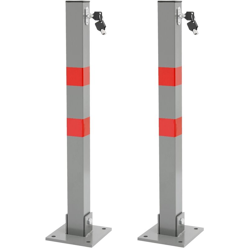 

2x Bolardo aparcamiento cerradura plegable poste estacionamiento barrera 65,5 cm