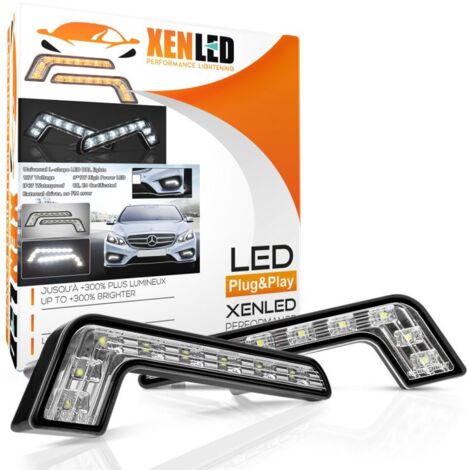 2x Barres Feu de jour + Clignotant LED - L-Type Mercedes - Universel - Version Claire DRL