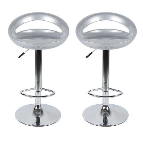 Barstuhl, 360 ° Drehung, höhenverstellbar,mit Fußstütze, für Bar, Arbeitszimmer, Küche Grau