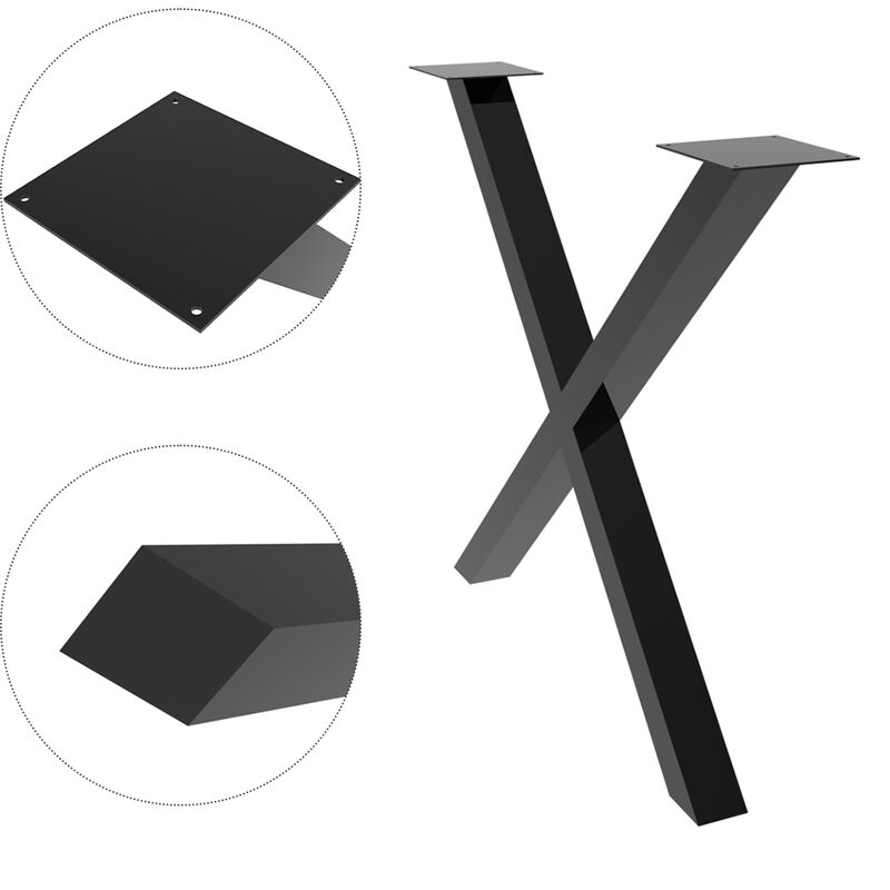 Image of 2x Base per tavolo 43 38 cm con gambe tavolo a forma di x colore nero struttura del tavolo in metallo gambe del tavolo base del tavolo