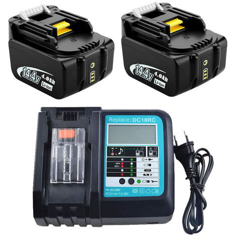 2X Batterie 14.4V 4000mAh Pour Makita BL1430 BL1440BN BL1440B BL1440B BL1450B+ Chargeur DC18RC 18V 14,4V pour Makita 14,4V DC14SA DC18RA DC18RD DC18SC DC18SE DC18SD