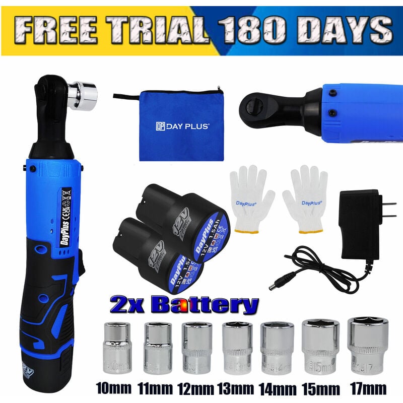 2x batterie, clé à chocs sans fil 3.0a Li - ion cliquet cliquet écrou pistolet 3 / 8 ' driver