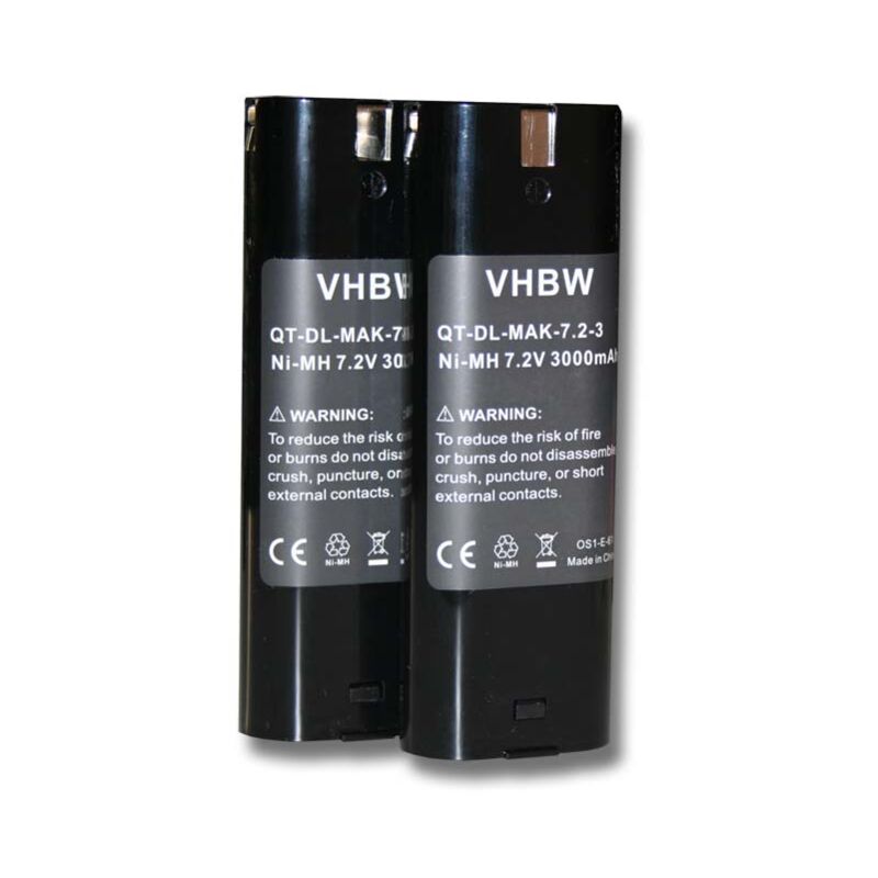 2x Batteries compatible avec Mikrofyn Mikrolaser ml 10LD, ml 10X, ml 11LD, ml 11X, ml 13X, ML-14i outil électrique (3000 mAh, NiMH, 7,2 v) - Vhbw
